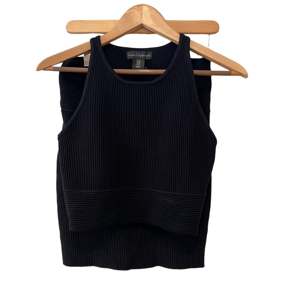 House of Harlow 1960 Revolve Ribbed Knit Skirt Set Black M